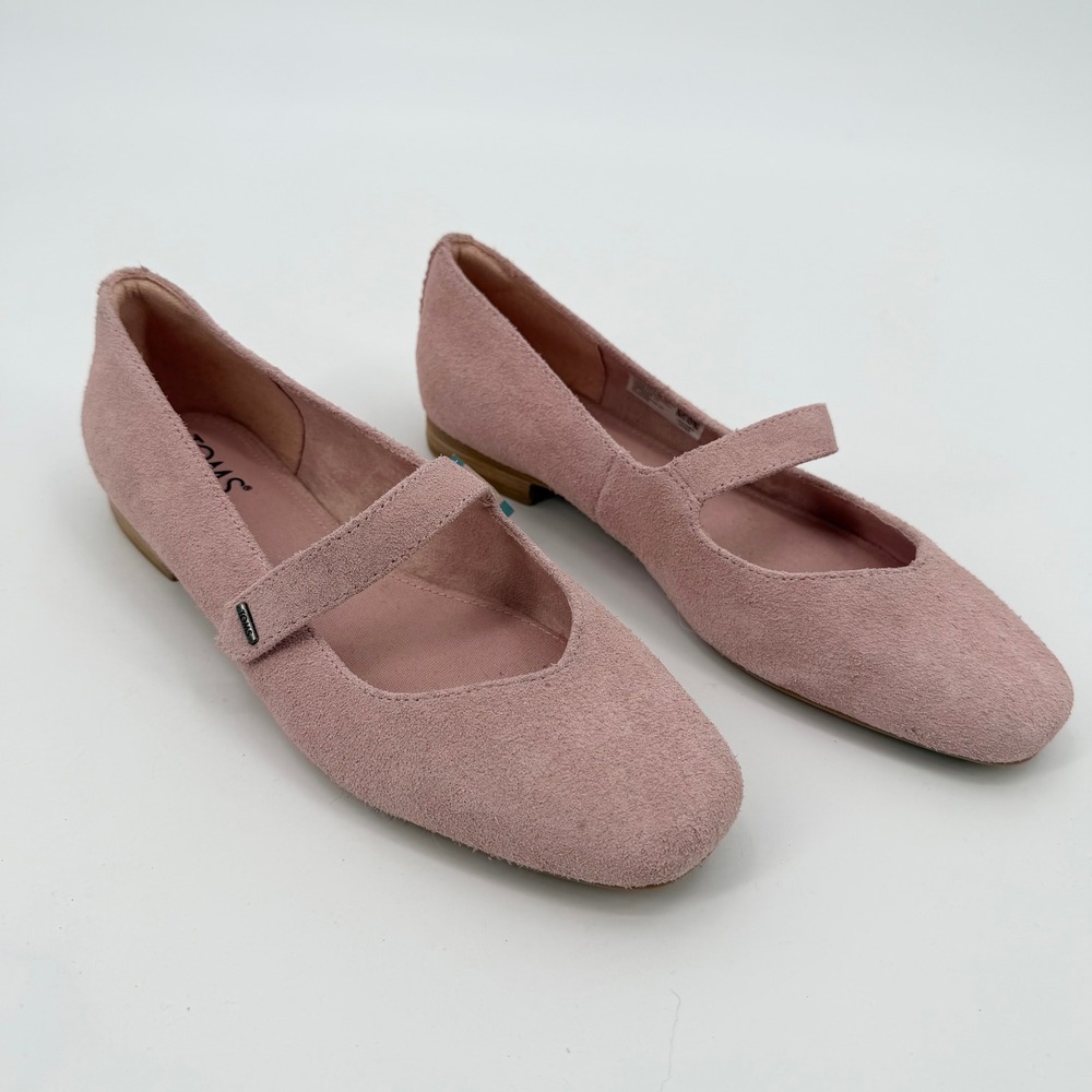 TOMS Bianca Pink Mary Jane Suede Flats Women 7.5 New